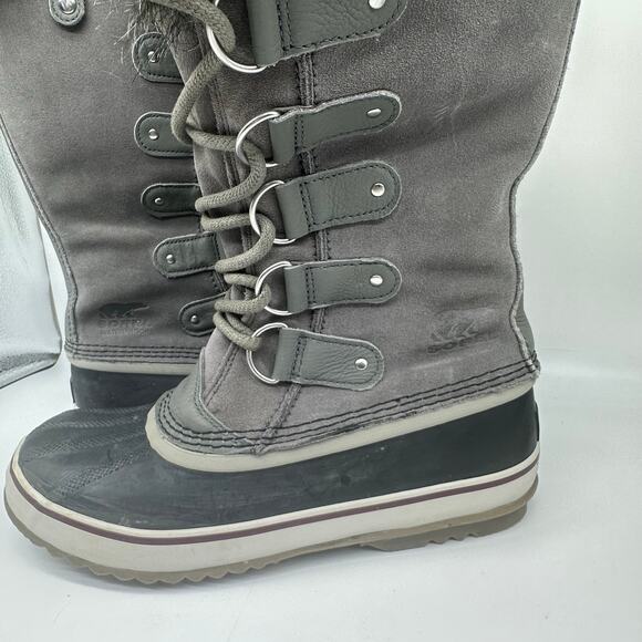 Sorel Joan of Arctic Fur Charcoal Gray Tall Winter Boot Womens Size 11 Gorpcore - Picture 4 of 15